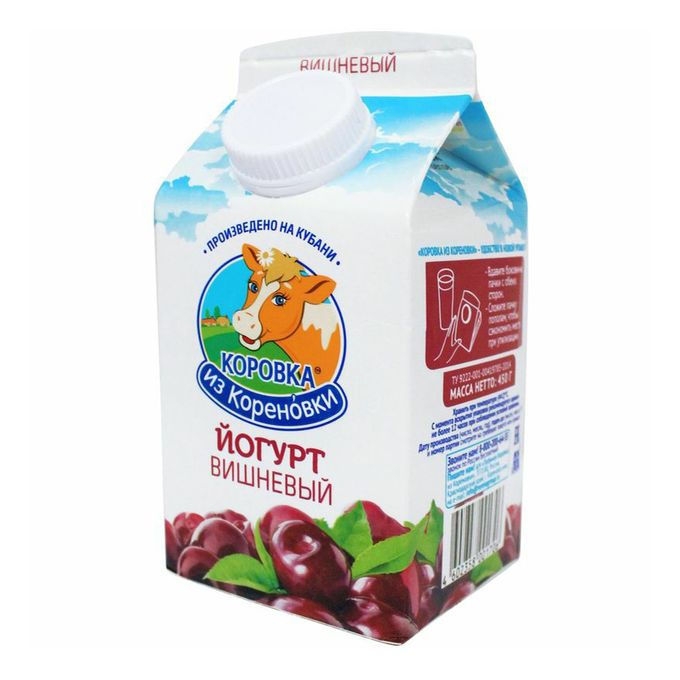 Йогурт пит.Вишневый 2,1%0,450мл.с крыш.Кореновка