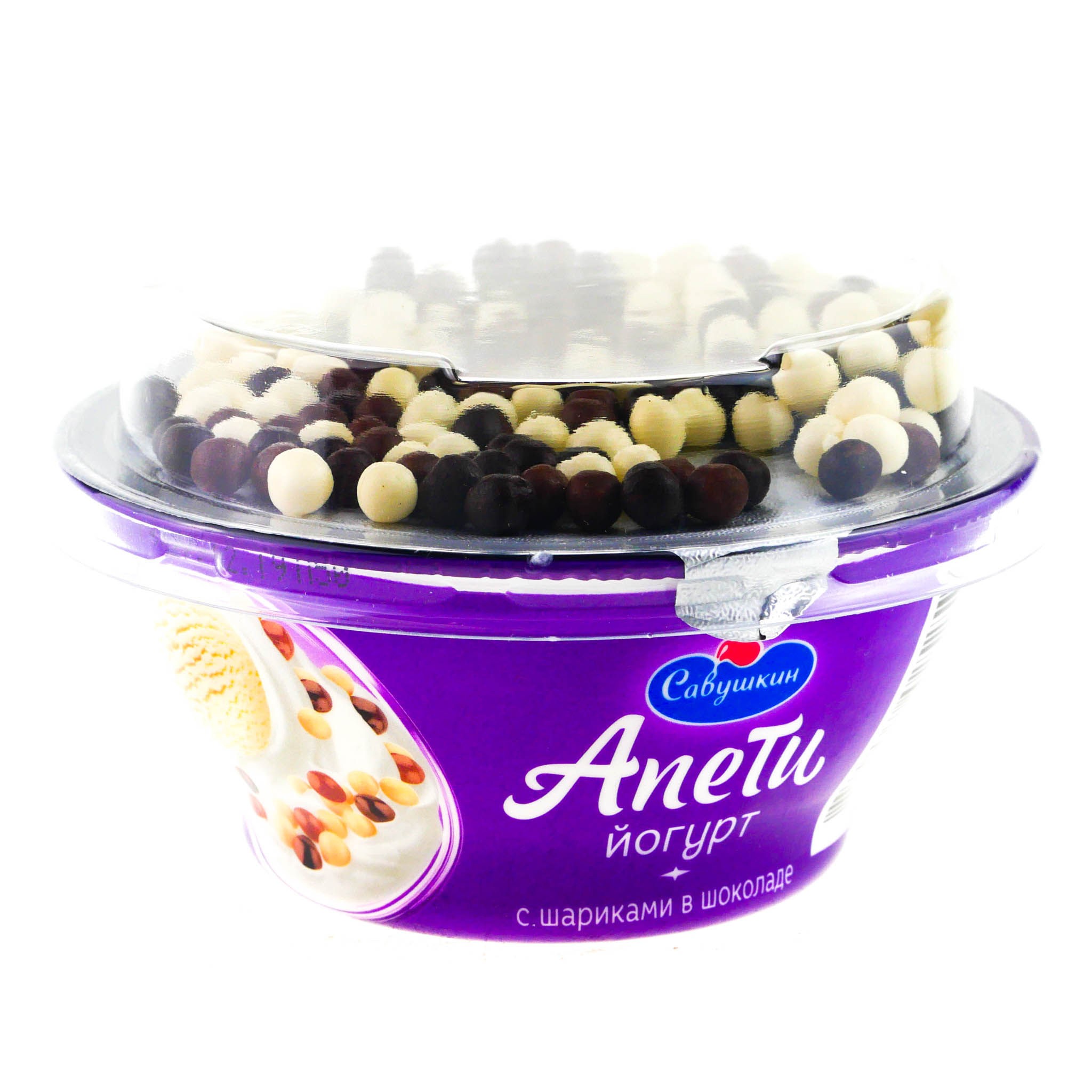 Йогурт Апети Пломбир 105г. 5% зл.шар. бел и черн. 