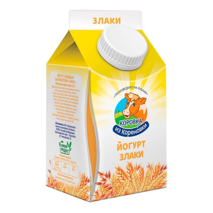 Йогурт пит.Злаки 2,1%  450мл.с крыш.Кореновка
