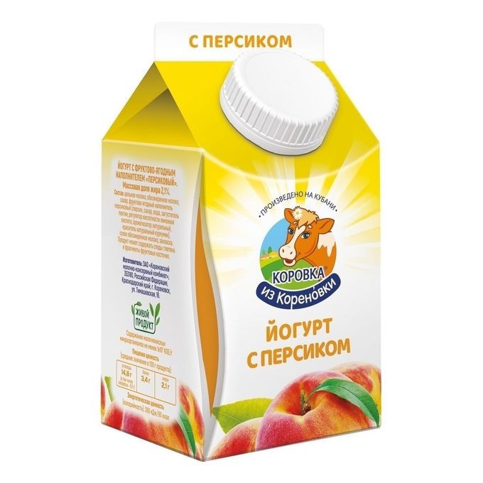 Йогурт пит.Персиков. 2,1% 0,450мл.с крыш.Кореновка