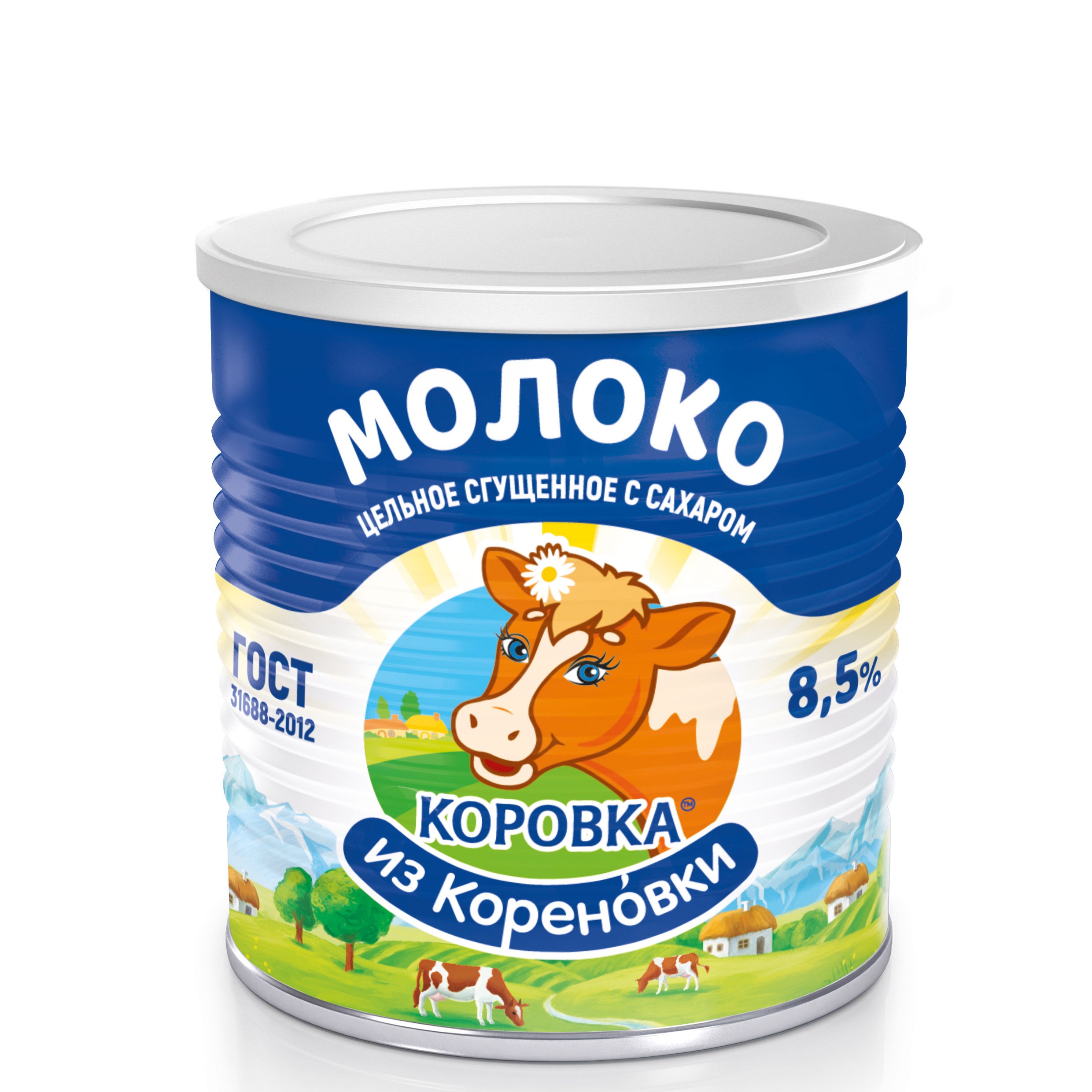 Молоко цел.сгущен. с сах. 360г.8,5% 7Ес кольцом КМ
